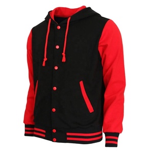 Veste universitaire à capuche personnalisée confortable avec manches en cuir coupe-vent respirante pour unisexe, vêtements décontractés d'hiver - Product Image 2