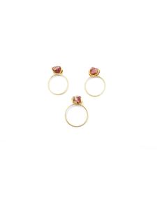 Pink Tourmaline Pave Cz <b>Set</b> October Birthstone Prong <b>Set</b> <b>Ring</b> - Product Image 2