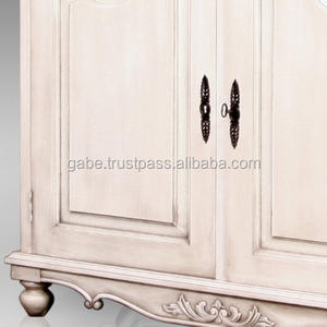 Meuble en bois massif, commode française avec peinture blanche vieillie, antique, fait à la main en Indonésie - Product Image 3