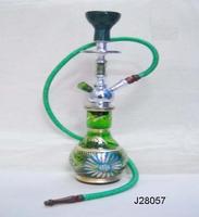 Chicha en verre givré jaune avec base en laiton, pièces en métal et en céramique, fabriquée à la main pour la maison et les bars