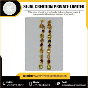 Venta mundial de pendientes de piedras preciosas de Plata de Ley 925 a la moda chapados en oro de 24 quilates al por mayor pendientes de tuerca de oro de Dubái - Product Image 6