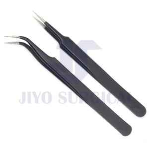 Pinzas profesionales para pestañas negras, herramienta aplicadora de extensión de pestañas de precisión de acero inoxidable - Product Image 5