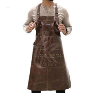 Delantal de carnicero de cuero de vaca de diseño personalizado de alta calidad más vendido, delantal de herramientas sin mangas impermeable, Material PU de alta calidad para barbacoa - Product Image 6