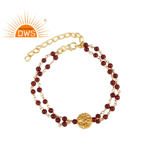 925 Silver Double Strand <b>Bracelet</b> Wholesale Gold Plated Jewelry Multi <b>Red</b> Onyx Gemstone <b>Bracelet</b> - Product Image 1