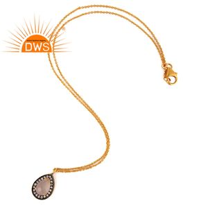 Pendentif en pierre précieuse pour femmes, style calcédoine, couleur argent Sterling plaqué or 18k, vente en gros - Product Image 2