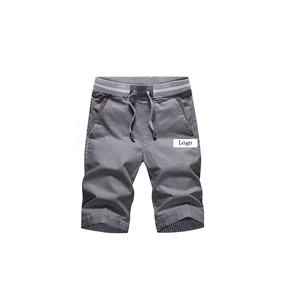 Pantalones cortos informales con cordón para hombre, Shorts de playa con cordón, 60% algodón, 35% Lino, 5% licra, a la moda - Product Image 1