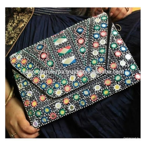 Bolso de mano de lujo hecho a mano para mujer, bolsa de mano de noche para boda, indio, con cuentas, nueva colección 2023, Guru, Kirpa, Export - Product Image 1
