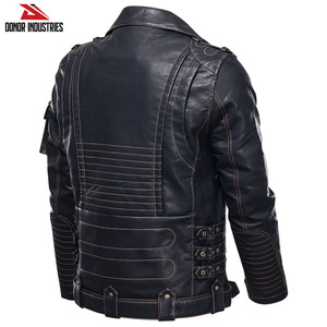 Waterproof Canvas Cow Leather <b>Jacket</b> for Men Custom Color <b>Slim</b> <b>Fit</b> Stand Collar Leather <b>Jackets</b> - Product Image 6