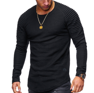 Latest fashionable hot selling 100% cotton full sleeve casual <b>Mens</b> <b>Muscle</b> Slim <b>Fit</b> Cotton Blank Gym <b>T</b> <b>Shirt</b> - Product Image 5