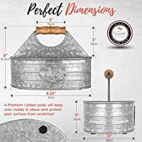 Elegante herramienta galvanizada de dos compartimentos redonda hecha a mano, perfecta para la organización de utensilios de cocina y vajilla - Product Image 4