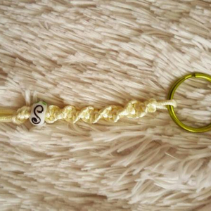 <b>Light</b> Yellow Swirly Satin <b>Cord</b> Keychain Handmade Happiness - Product Image 1