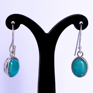 New Arrival 2024 Natural Arizona Turquoise Gemstone Pure <b>Solid</b> 925 Sterling <b>Silver</b> Oval Hook <b>Earrings</b> Fine Jewelry for Women - Product Image 4