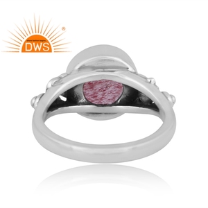 Handmade Design Oxidized Sterling Silver Natural Strawberry Quartz Gemstone <b>Statement</b> <b>Ring</b> Jewelry Manufacturer - Product Image 4
