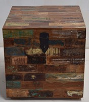 Table basse multifonctionnelle en bois ancien indien récupéré, couleur patine, tiroirs de rangement, salon, bureau, appartement, villa