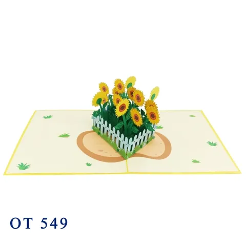 Carte de vœux avec imprimé tournesol en 3D, cartes de vœux artisanales personnalisées, fleurs de jardin Kirigami de vietnam, pièces