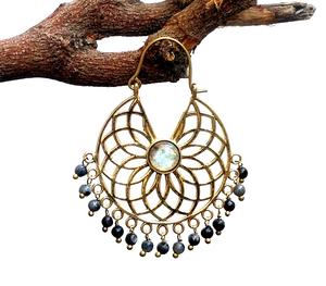 Boucles d'oreille en pierres Labradorite, bijoux sous forme de perles, pierres, style bohème - Product Image 1