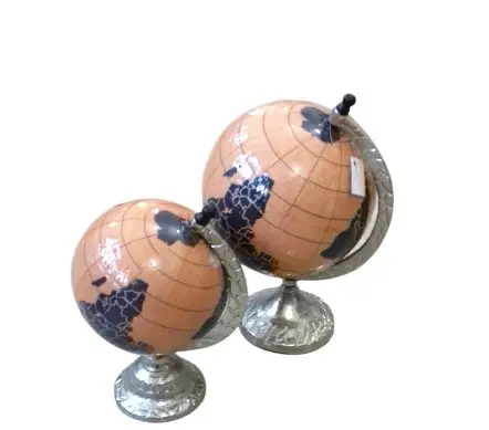 SET OF 2 METAL DECORATIVE GLOBE HIGH QUALITY TABLE TOP BEST SELLING HOME AND OFFICE USE GLOBE