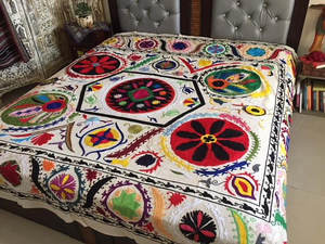 Colcha de algodón con bordado de la India, cubierta de cama individual personalizable, mantel decorativo, ropa de cama colgante de pared, gran oferta - Product Image 4