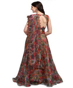 Dernier travail manuel en soie organza broderie lehenga choli avec broderie dentelle travail dupatta fête prix de gros vêtement ethnique - Product Image 6