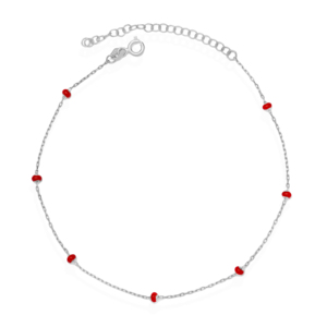 Lovely Red Enamel Beaded <b>Anklet</b> Turkish Wholesale Handcrafted 925 <b>Sterling</b> <b>Silver</b> Chain Jewelry - Product Image 4