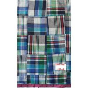 Patchwork <b>Fabric</b> for Dress Garment Shirt Coat <b>Indian</b> 100 Plain Madras Check Cotton Woven YARN DYED AZO FREE In-stock Items 180 - Product Image 2