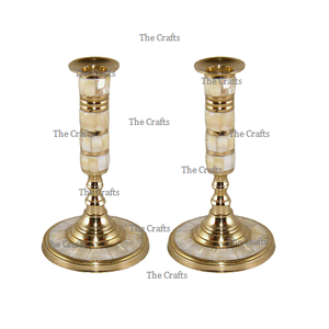 Juego de Dos Portavelas de Latón y Nácar para Decoración del Hogar y Hoteles - Product Image 6