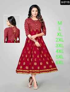 Rayon Kurtis avec feuille lourde imprimé Readymade Kurtis avec bas prix pour dames décontracté Wera indien vêtements ethniques fantaisie Rayon Kurti - Product Image 3