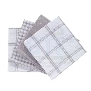Serviette de cuisine tissée gaufrée à carreaux à rayures colorées serviettes en tissu de nettoyage