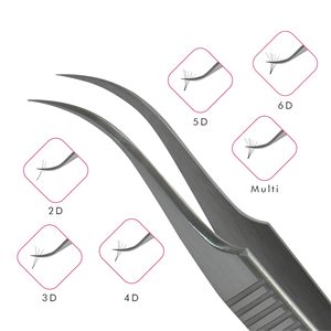 แหนบปลายโค้งแข็งแรงทำจากสเตนเลสสตีล,แหนบโค้งแข็งแรงพร้อมที่จับนิ้วดีไซน์เป็นฉลากส่วนตัวสำหรับต่อขนตา - Product Image 4