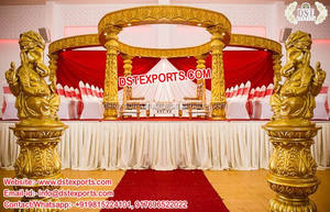 Mandap Triple de Pilares para Bodas, Estilo Raj Mahal, para Bodas Hindúes en EE. UU., Mandap Plateado de Tres Pilares, Último Modelo de Mandap Triple de Pilares para Bodas en Chicago - Product Image 4