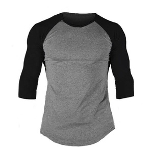 Fashion Design Raglan 3/4 Sleeve Sportswear Man <strong>t</strong> <strong>Shirts</strong> Printed Plain Black Soft Cotton Workout <strong>Fish</strong> Muscle Gym Tshirt in Bulk - Product Image 3
