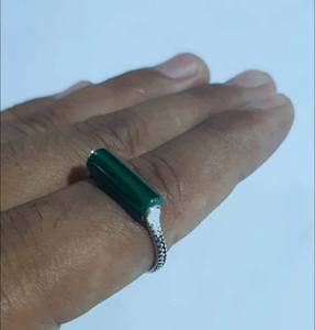 Nouvelle tendance Malachite plaqué or fil enveloppé 925 bague en argent nouveauté bague bijoux pour la Saint-Valentin - Product Image 3
