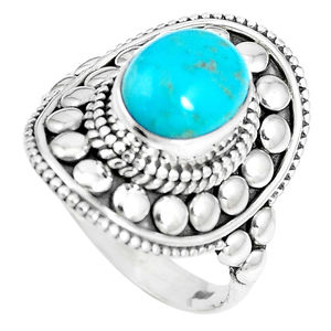 Anillo de Plata de Ley 925 con gema turquesa, joyería hecha a mano - Product Image 1