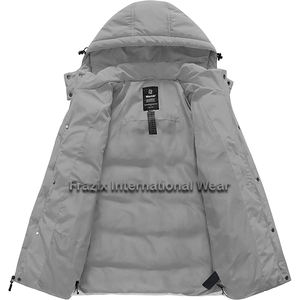 2021 invierno hombres elegante diseño personalizado con capucha Puffer Bubble Coat lona tela chaqueta de moda - Product Image 4