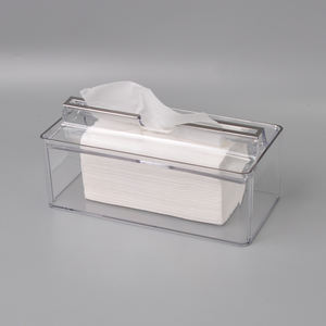 Caja de papel tisú acrílico, revestimiento plateado - Product Image 1