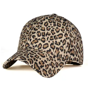 Chapéus de beisebol de poliéster, chapéus esportivos com estampa de leopardo, 5 painéis