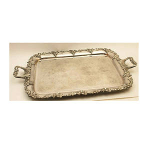 Bandeja de servicio de borde de Latón para Decoración de Catering, de acero inoxidable antiguo, de lujo y plata, nuevo diseño - Product Image 1