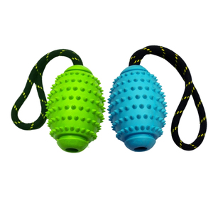 ของเล่นสุนัขเคี้ยวของเล่นสำหรับสุนัขลูกบอลรักบี้มีหนามพร้อมเชือก - Product Image 4