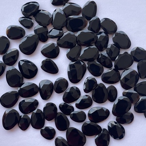 10mm 20mm 30mm Natural <b>Black</b> <b>Onyx</b> Stone Rose Cut Polki Slices Semi Precious Gemstone for Jewelry Making Pendant <b>Earring</b> Ring - Product Image 2