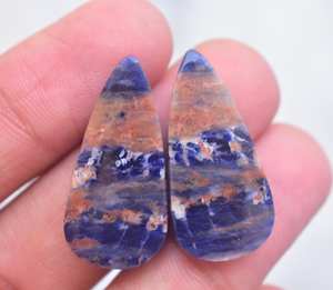 Paire de cabochons de Sodalite Orange naturelle, paire de pierres précieuses pour boucles d'oreilles, vente en gros, Sodolite, - Product Image 1
