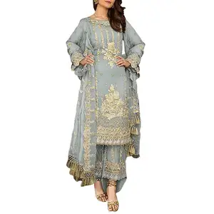 Полностью вышитые платья lehenda, Пакистанская и индийская одежда для вечеринок, дизайнерский костюм с тяжелой шифоновой вышивкой, дупатта