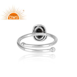 Bague ovale naturelle en pierre précieuse pour femmes, disponible en noir et en Onyx, argent Sterling, gros bijoux, offre spéciale - Product Image 4