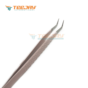 Pince à épiler TEEJAY pour extensions de cils, en acier inoxydable rose poudré, anti-magnétique, à 90 degrés, avec embout lisse - Product Image 5