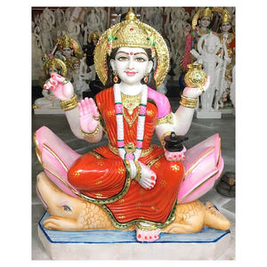 Statue de garçon en marbre blanc, Statue du dieu, assise en Lotus, coloré - Product Image 1