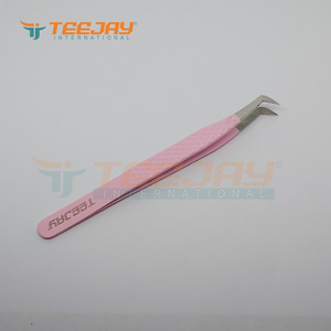 แหนบต่อขนตาปลอม,เครื่องมือยกขนตาปลอมเคลือบผงสีชมพูอ่อน - Product Image 2