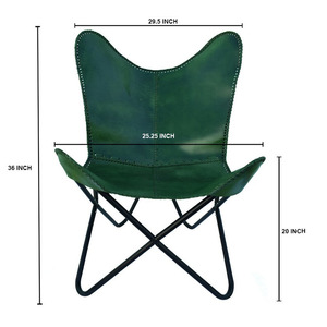 Genuine Leather Green Butterfly Chair <b>Cover</b> Handmade Rustic Replacement for Living Room Bedroom Outdoor Leisure-for Outdoor - Product Image 1