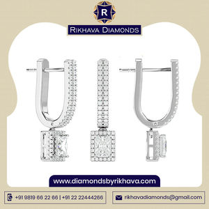 Venta caliente 14K Oro Blanco Solitario Diamante Pendientes Diseño de lujo Precio razonable - Product Image 3