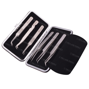 Caja magnética plateada para guardar 6 pinzas de pestañas, disponible en Simple, brillante, caja de embalaje de flores, Etiqueta Privada, Kits de pinzas - Product Image 2