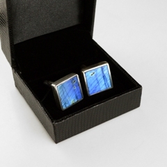 Natural Labradorite Square Cufflinks <b>Silver</b> Plated Gemstone Shirt Accessories Wedding Formal Bulk Wholesale Supplier Gift Item - Product Image 6