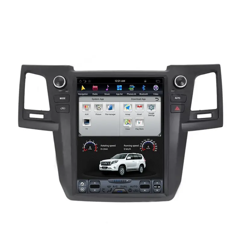Aucar 12.1 "Android 9 Auto Gps Videospeler Autoradio Android Stereo Auto Dvd-Speler Head Unit Voor Toyota Fortuner Hilux 2012-2015